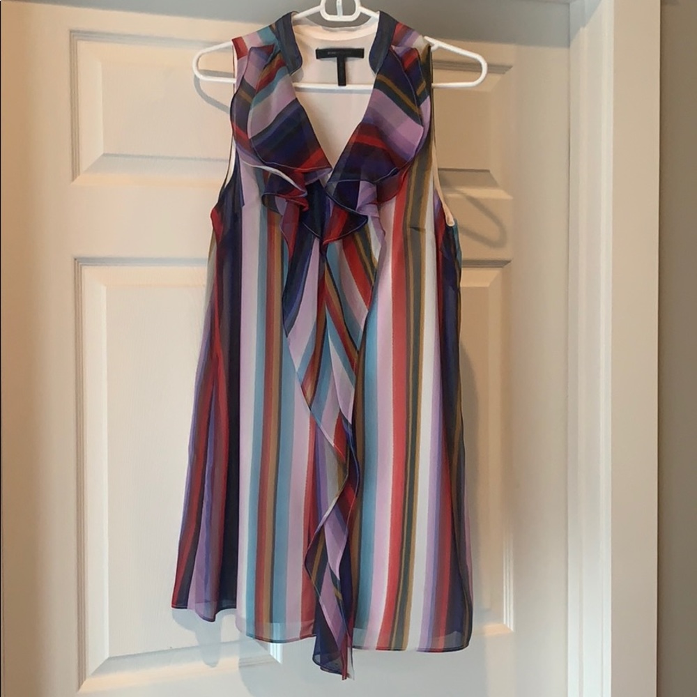 Multi-colored ruffle collar bcbg maxazria dress!